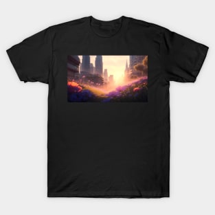 City street with beautiful flowers T-Shirt